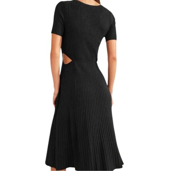 NEW Boden Cutout Knitted Ribbed Midi Black A-line Sweater Dress Minimalist Fall - Picture 3 of 14